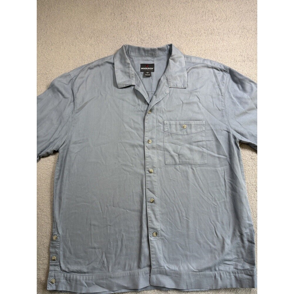 Woolrich Shirt Elite Series Tactical Mens L Short Sleeve Gray Chambray